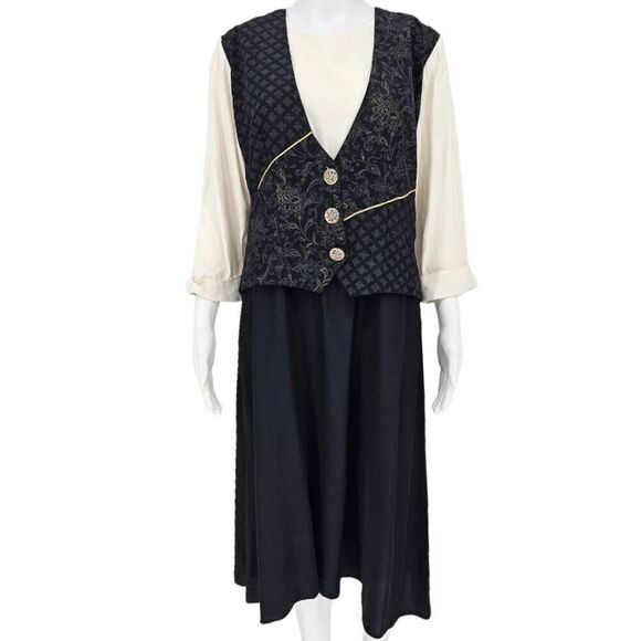 Vintage Leni Leni 80s 90s Midi Dress M - Picture 1 of 5